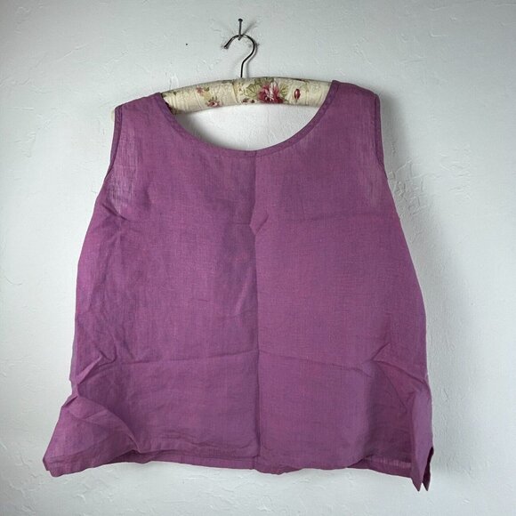 Nino Wong Womens Tank Top & Pants Outfit Set Purple Lagenlook Canvas Lightweight - Picture 2 of 15